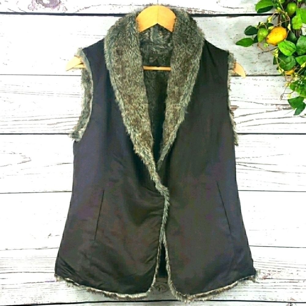 CROSBY Faux Fur Seude Vest Brown Size S